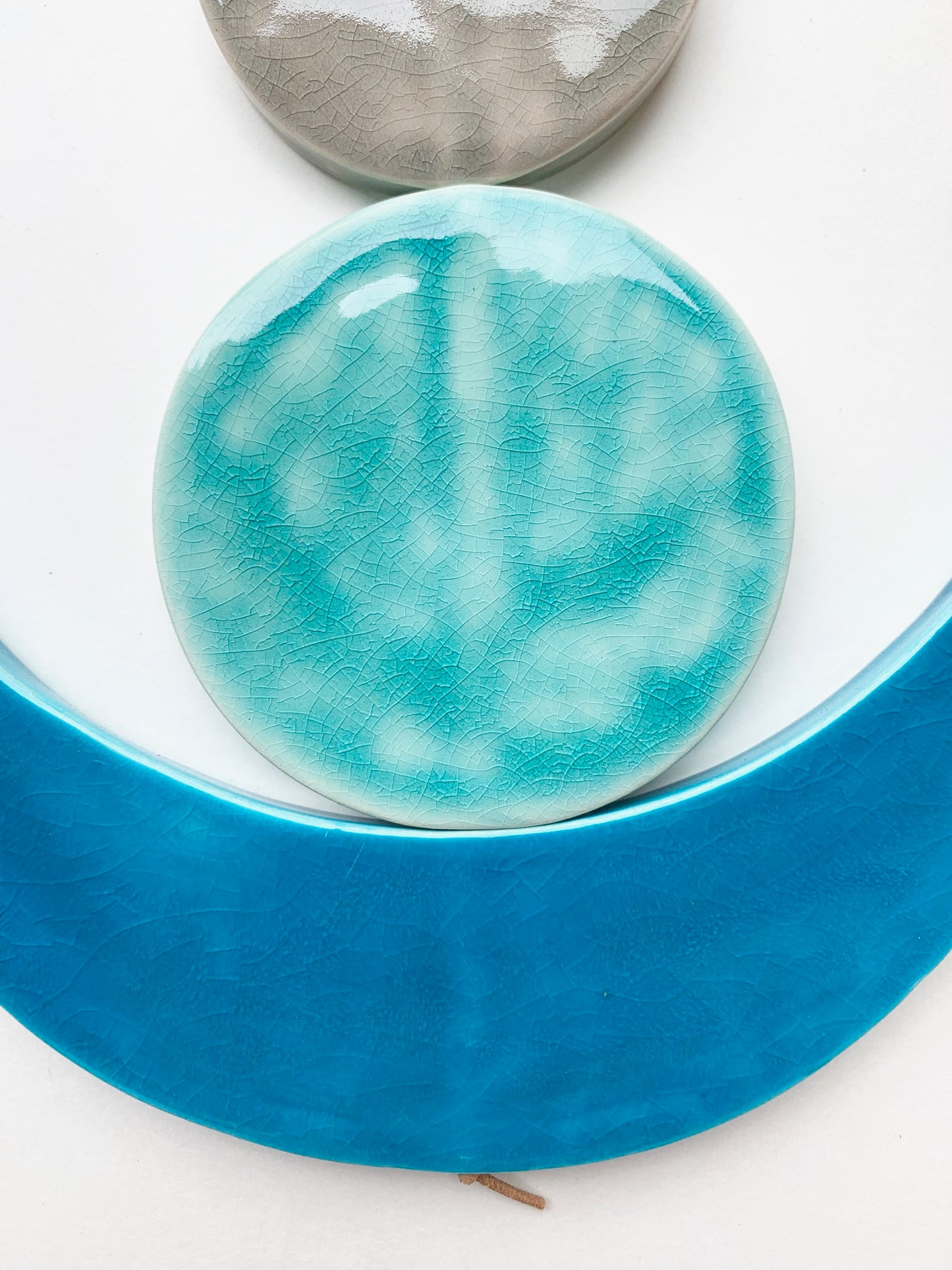 sold - one of a kind 'sea foam moons' ceramic piece