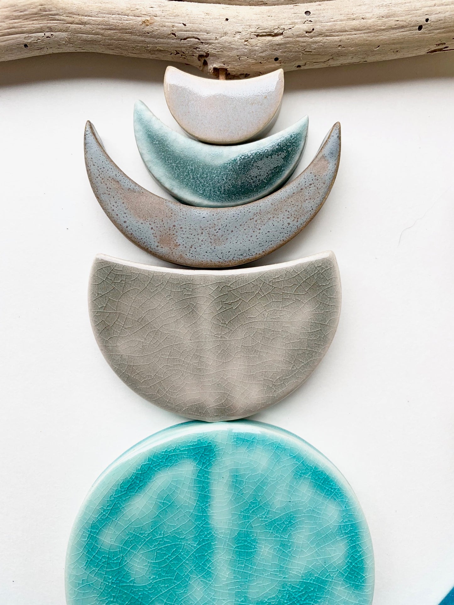sold - one of a kind 'sea foam moons' ceramic piece