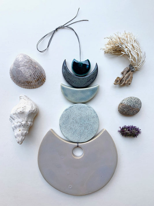 sold - one of a kind 'sea foam moons' ceramic piece