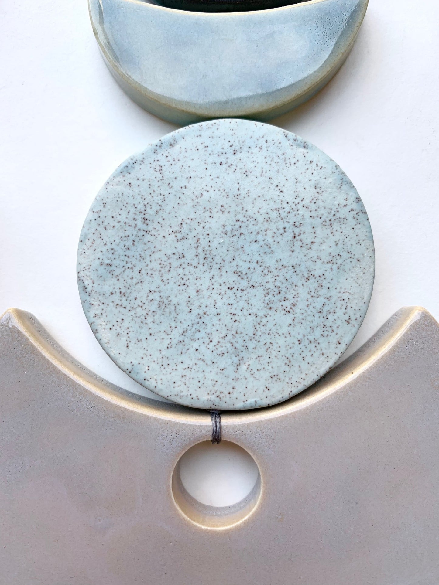 sold - one of a kind 'sea foam moons' ceramic piece