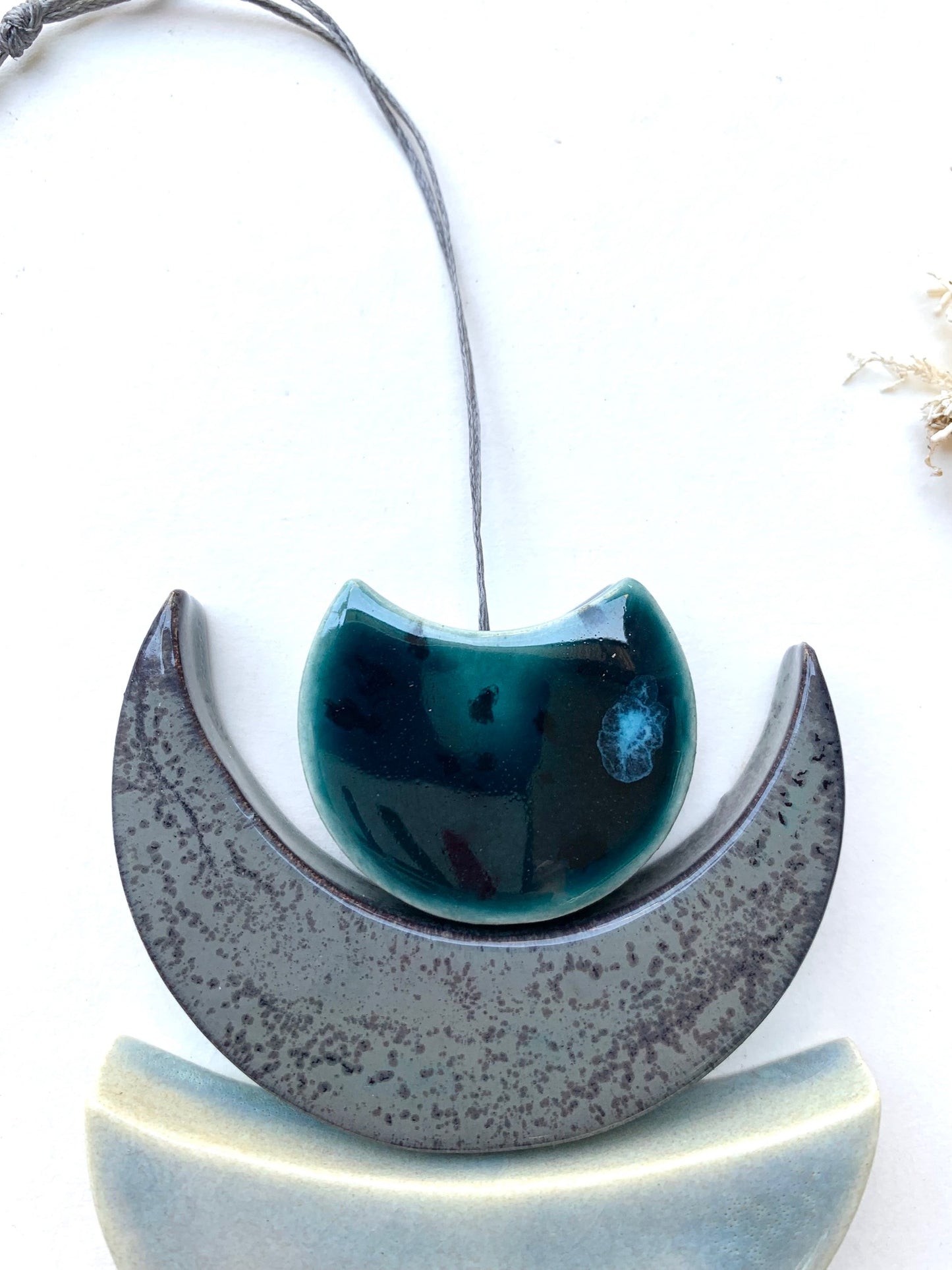 sold - one of a kind 'sea foam moons' ceramic piece