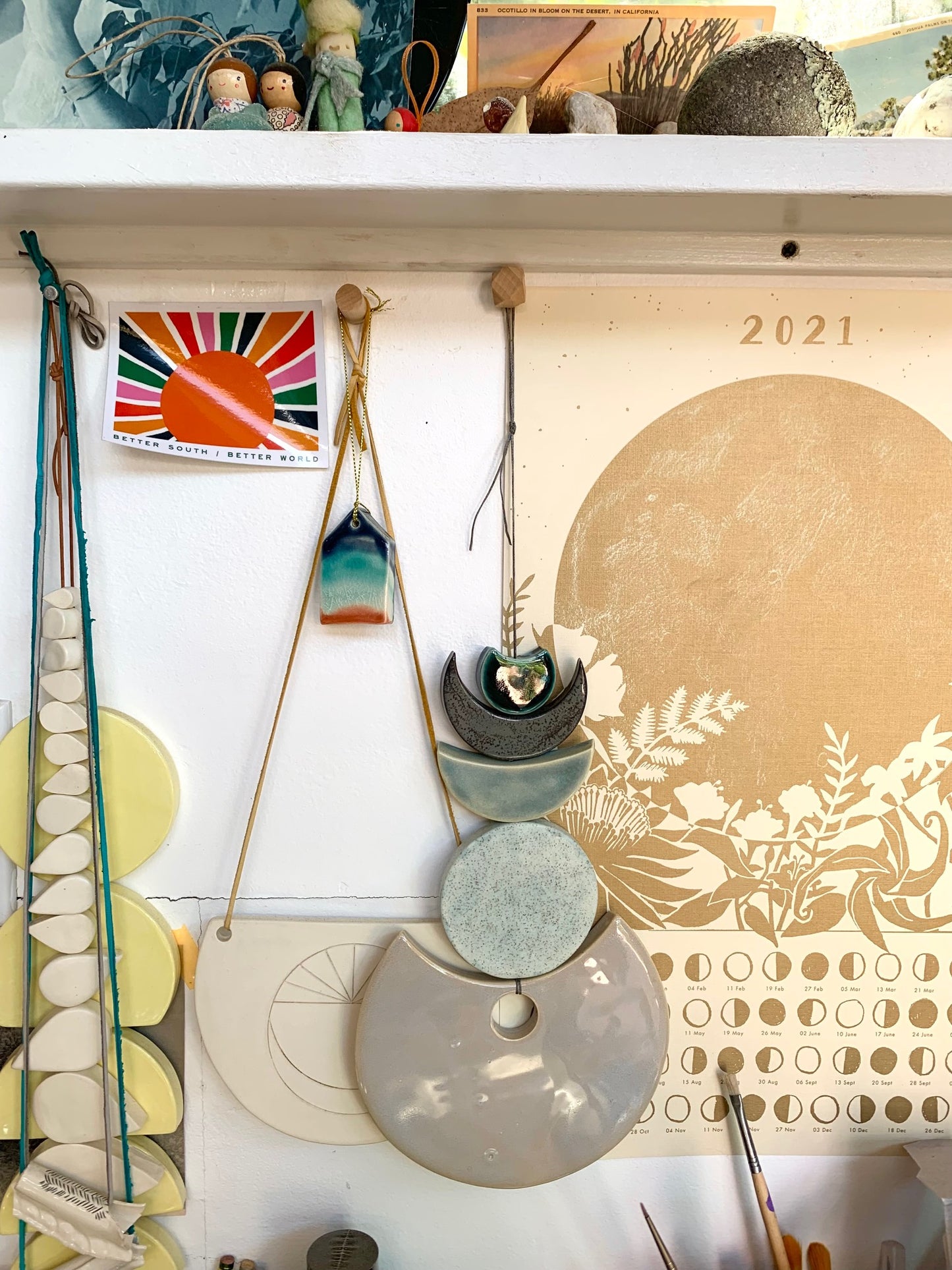 sold - one of a kind 'sea foam moons' ceramic piece