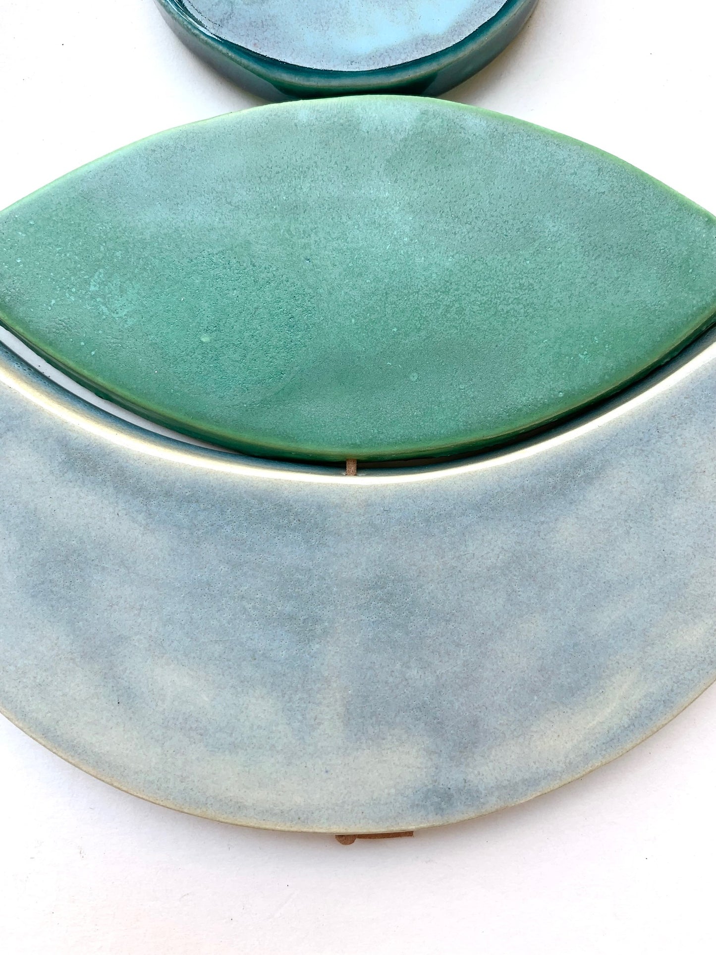 sold - one of a kind 'sea foam moons' ceramic hanging piece