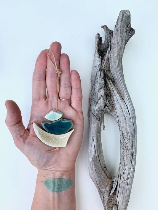 sold - one of a kind 'hepworth' sculptural hanging piece