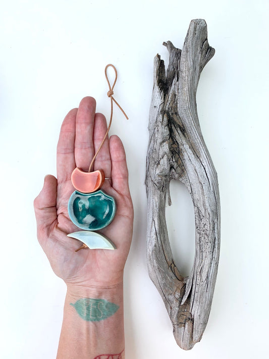 sold - one of a kind 'hepworth' sculptural hanging piece