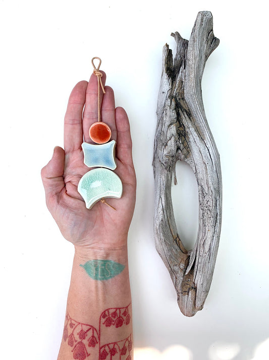 sold - one of a kind 'hepworth' sculptural hanging piece