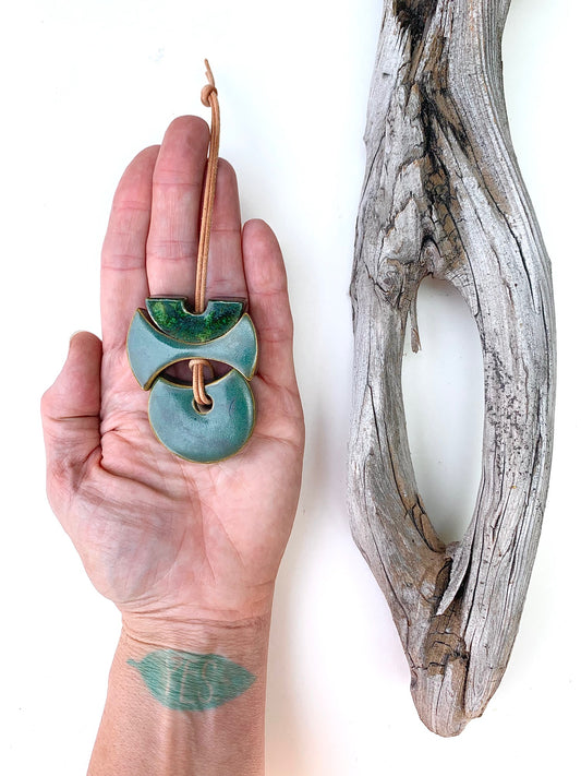sold - one of a kind 'hepworth' sculptural hanging piece