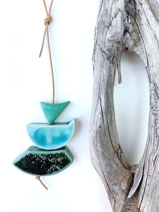 sold - one of a kind 'hepworth' sculptural hanging piece