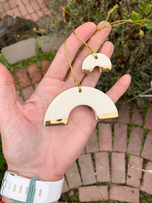white & gold rainbow pair; ornament wall hanging set