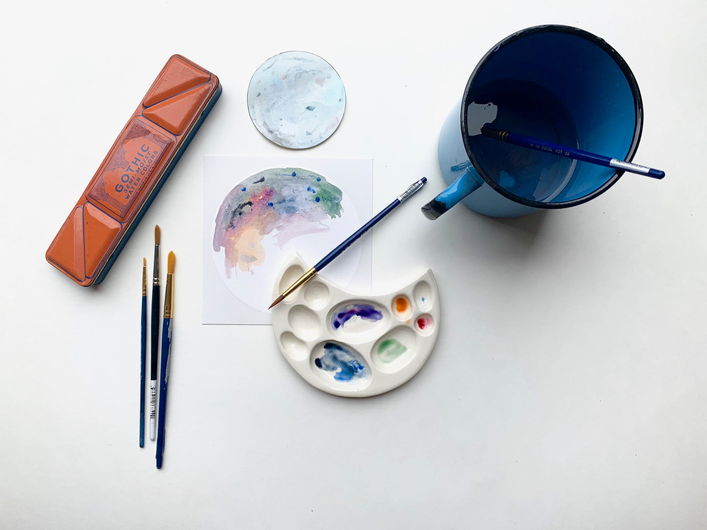 white moon crater watercolor palette
