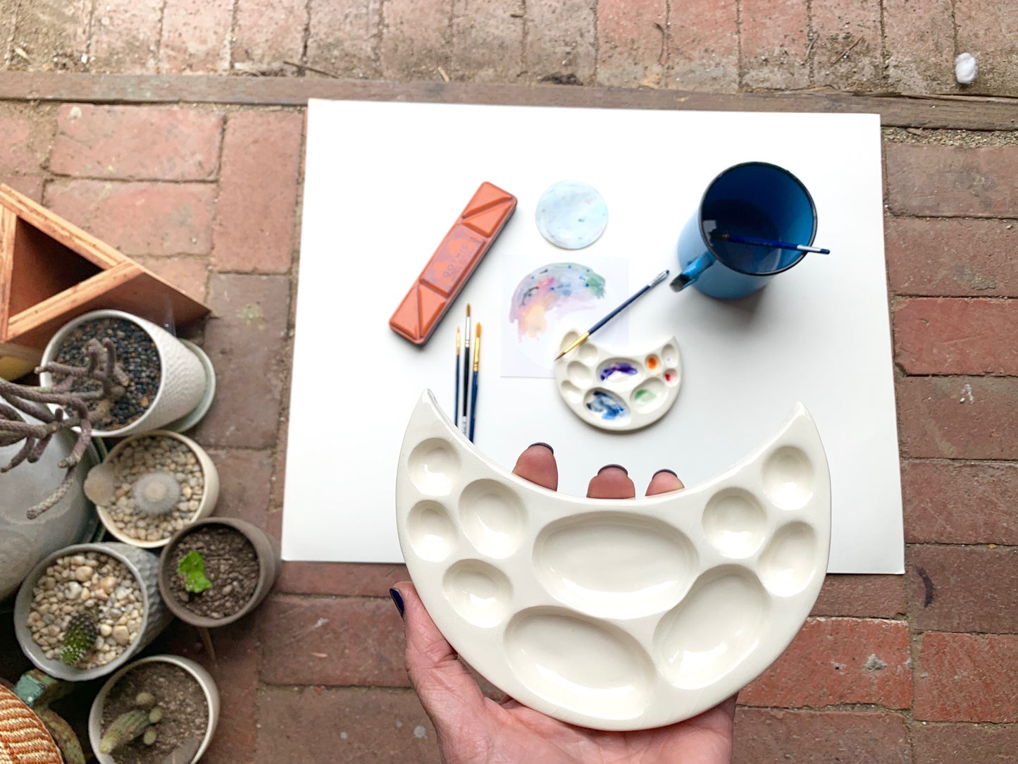 white moon crater watercolor palette