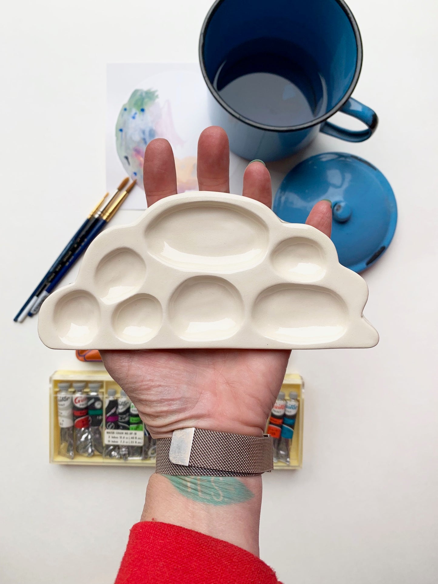 white cloud watercolor palette