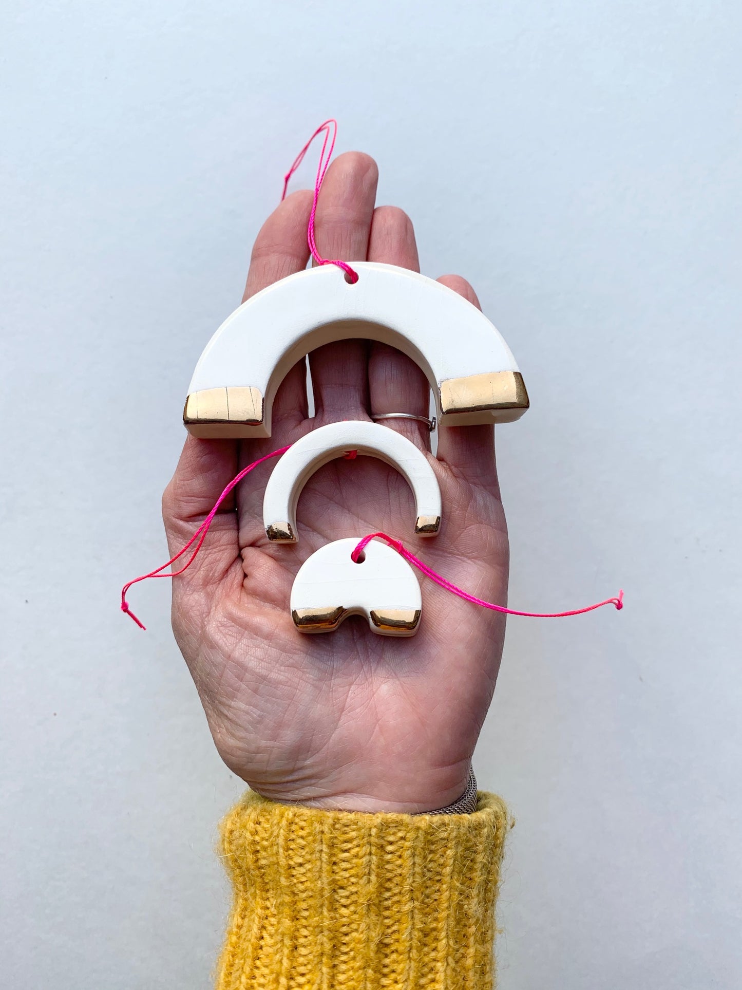 sold - white & gold rainbow trio set