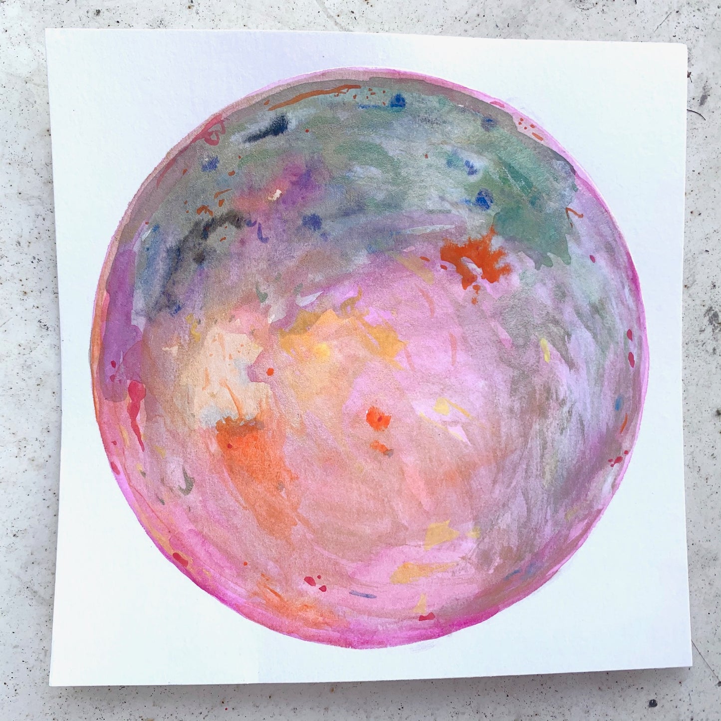 'aurora borealis' watercolor moon 2-D artwork