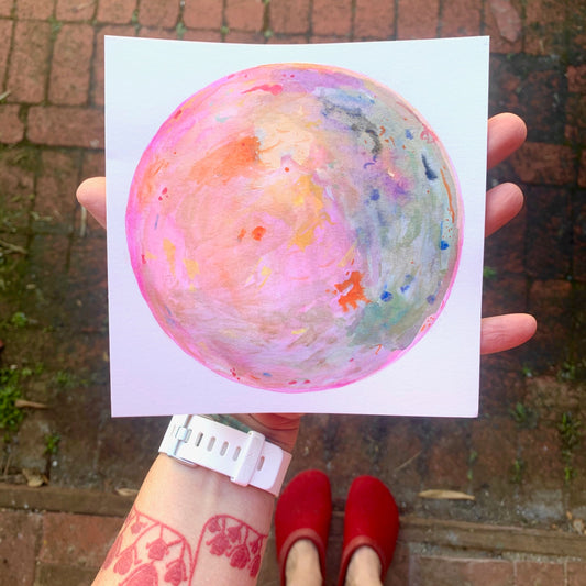 'aurora borealis' watercolor moon 2-D artwork