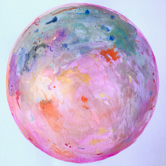 'aurora borealis' watercolor moon 2-D artwork