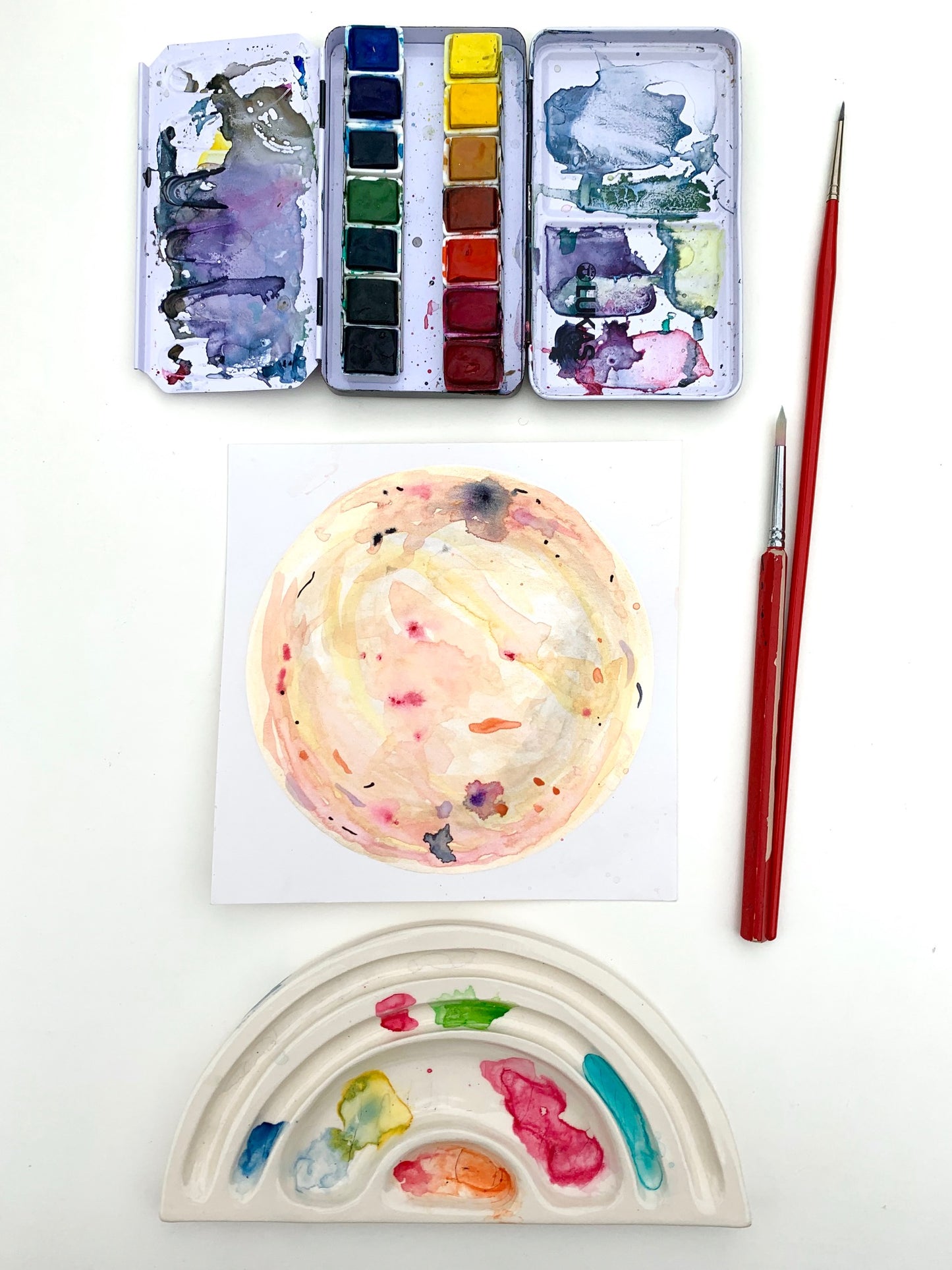 sold - 'aurora borealis' watercolor moon