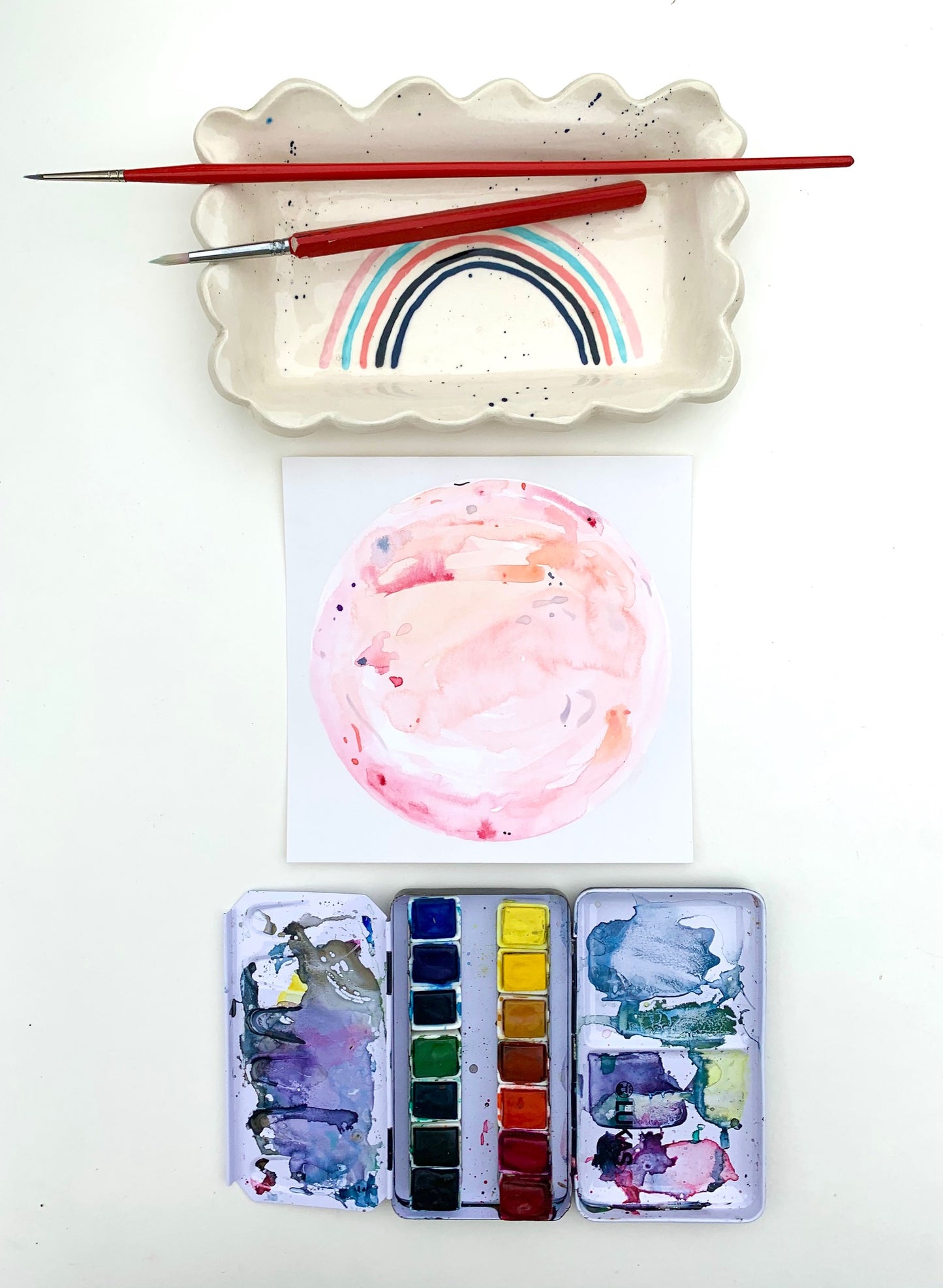 sold - 'aurora borealis' watercolor moon