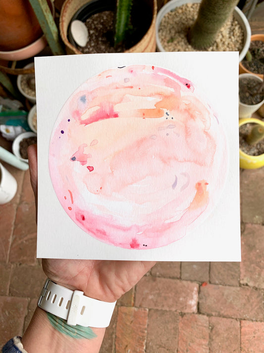 sold - 'aurora borealis' watercolor moon