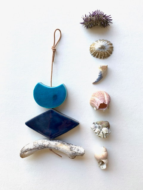 sold - petite, one of a kind 'certain like the sea' ceramic wall piece