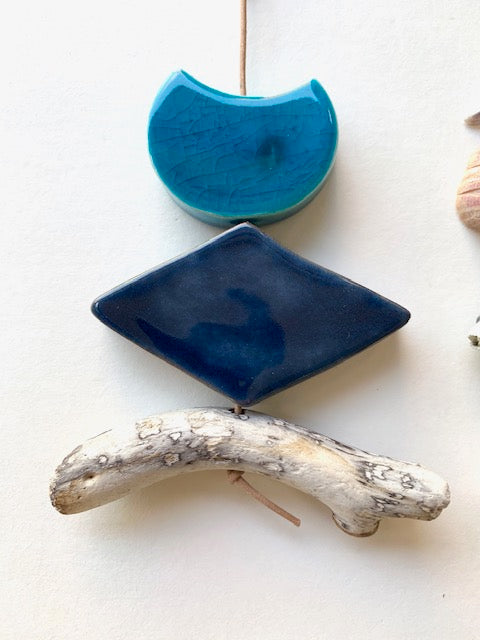 sold - petite, one of a kind 'certain like the sea' ceramic wall piece