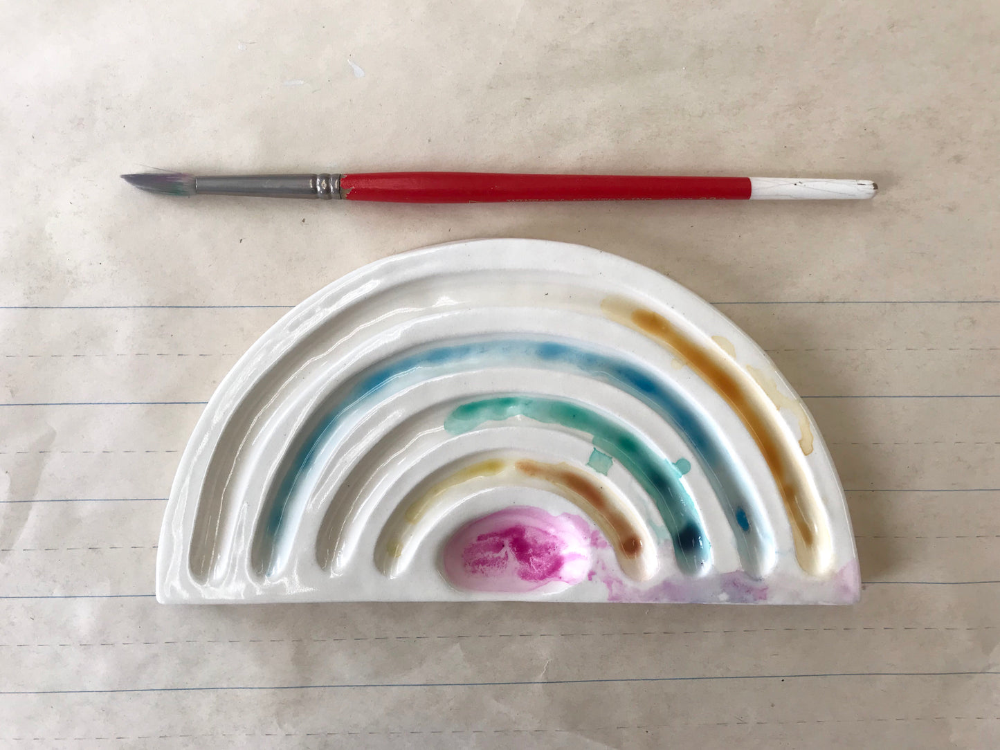 white rainbow watercolor palette