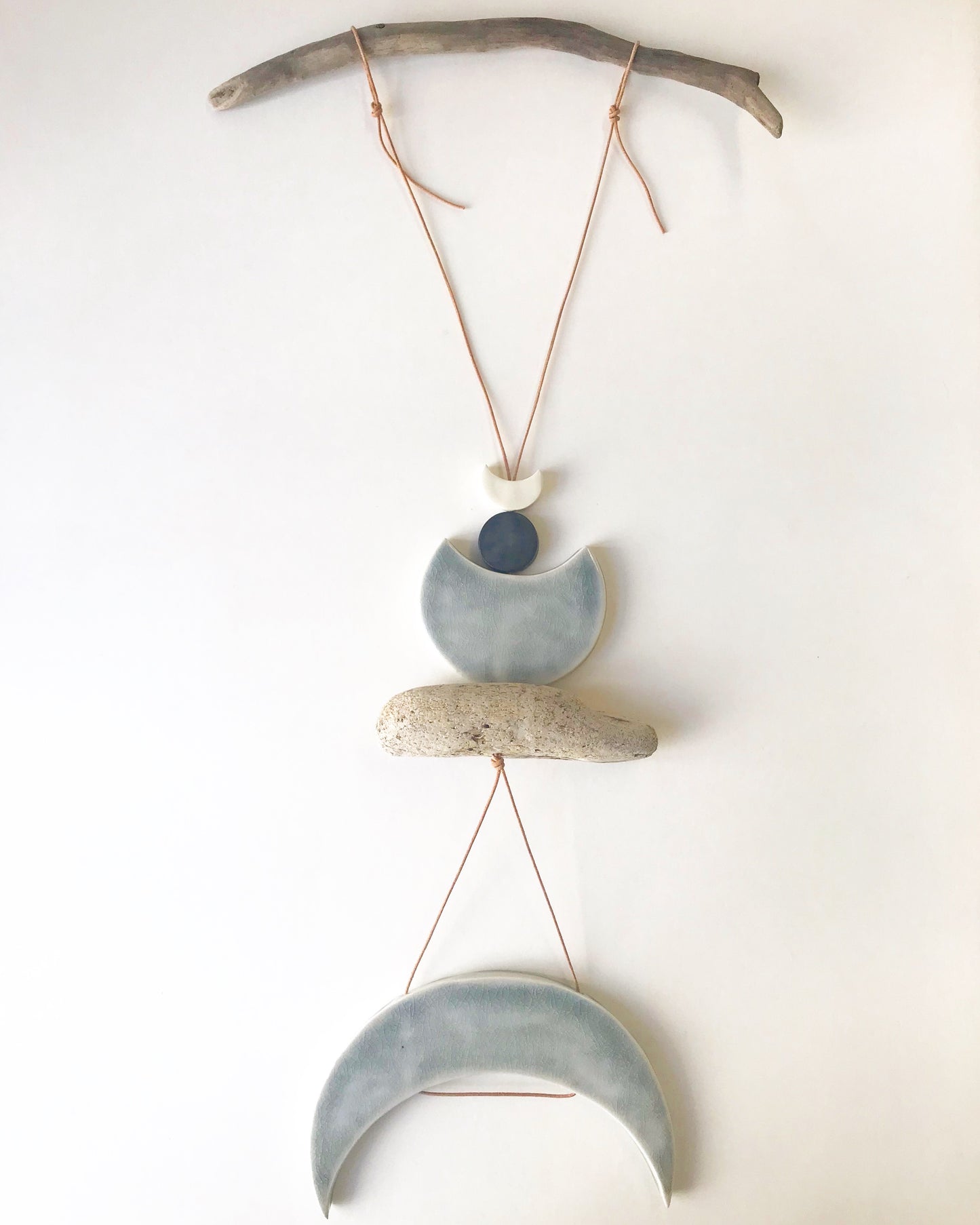 sold - ‘faithful moon’ one of a kind silver sea crackle moon hanging