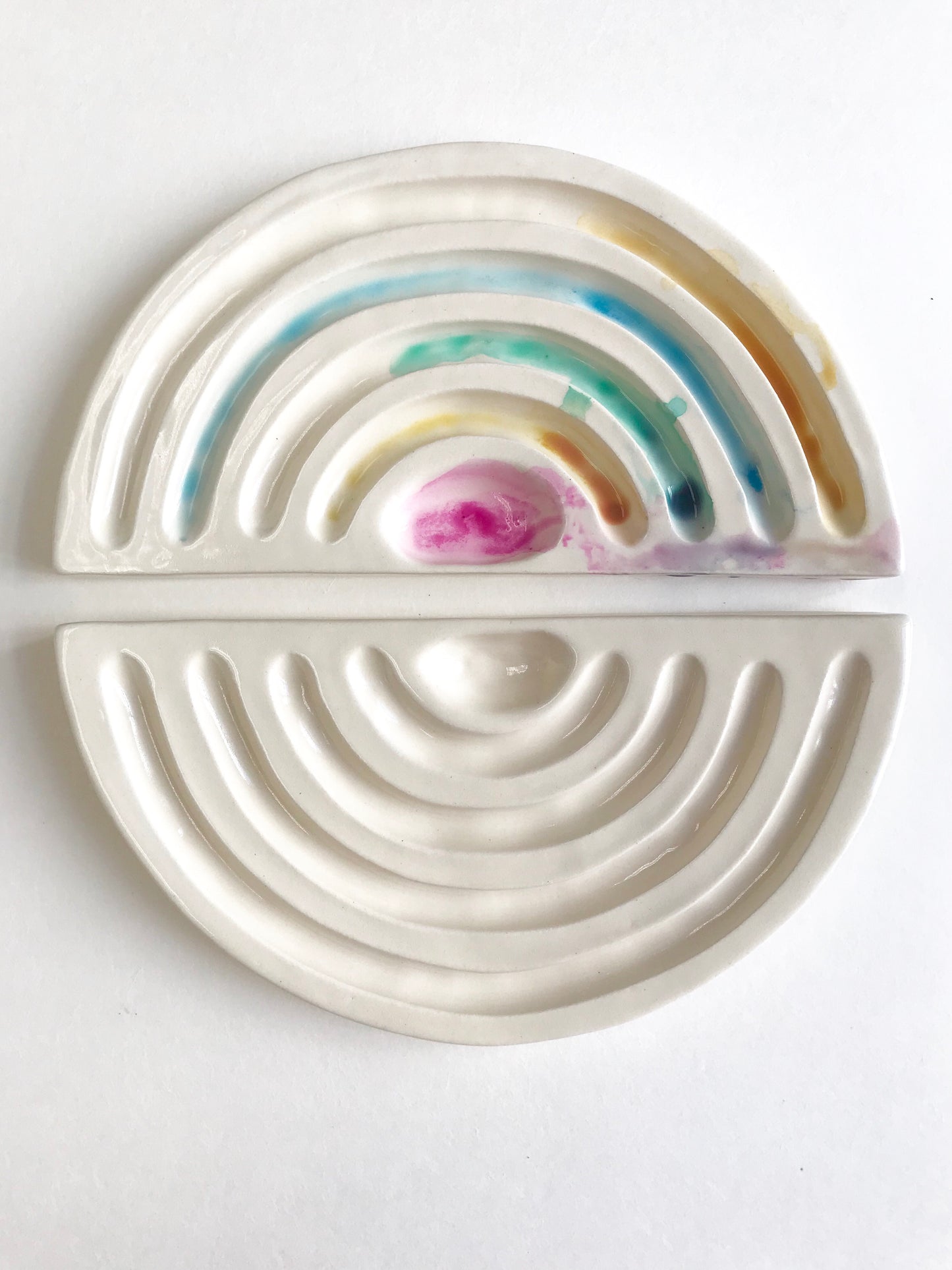 white rainbow watercolor palette