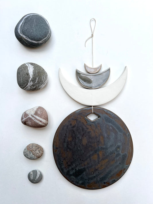 one of a kind 'constant companion' large moon series wall hanging