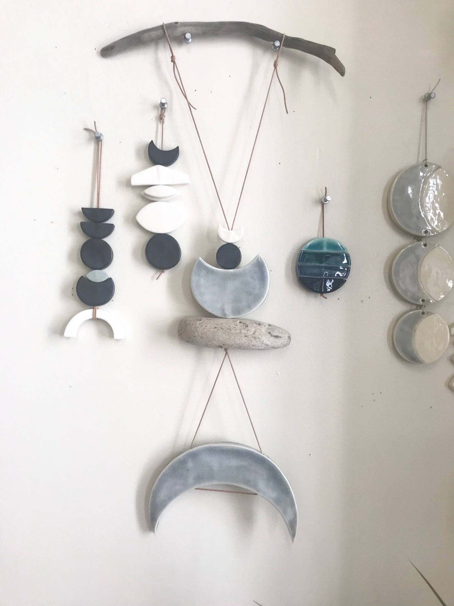 sold - ‘faithful moon’ one of a kind silver sea crackle moon hanging