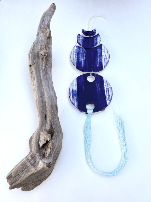 one of a kind ‘the ocean blue' ceramic wall hanging piece