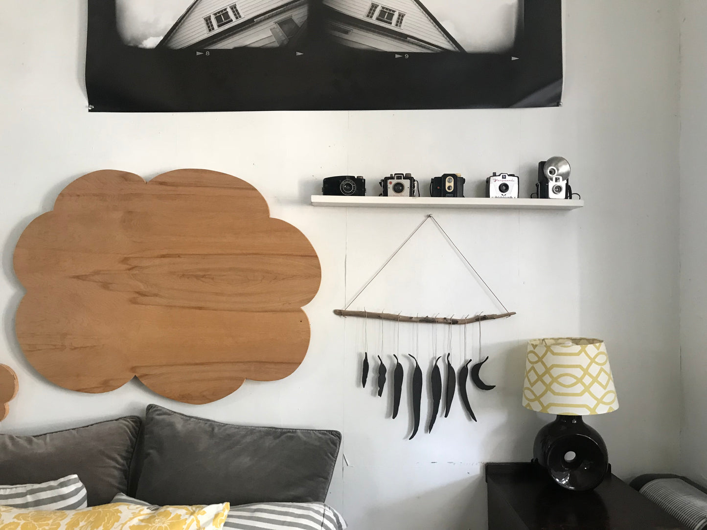 black ‘clarity’ eucalyptus wall hanging