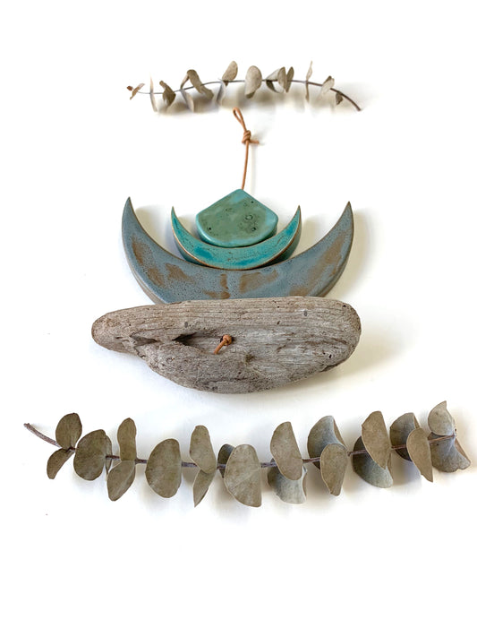 sold - ‘moon meets ocean’ one of a kind hanging