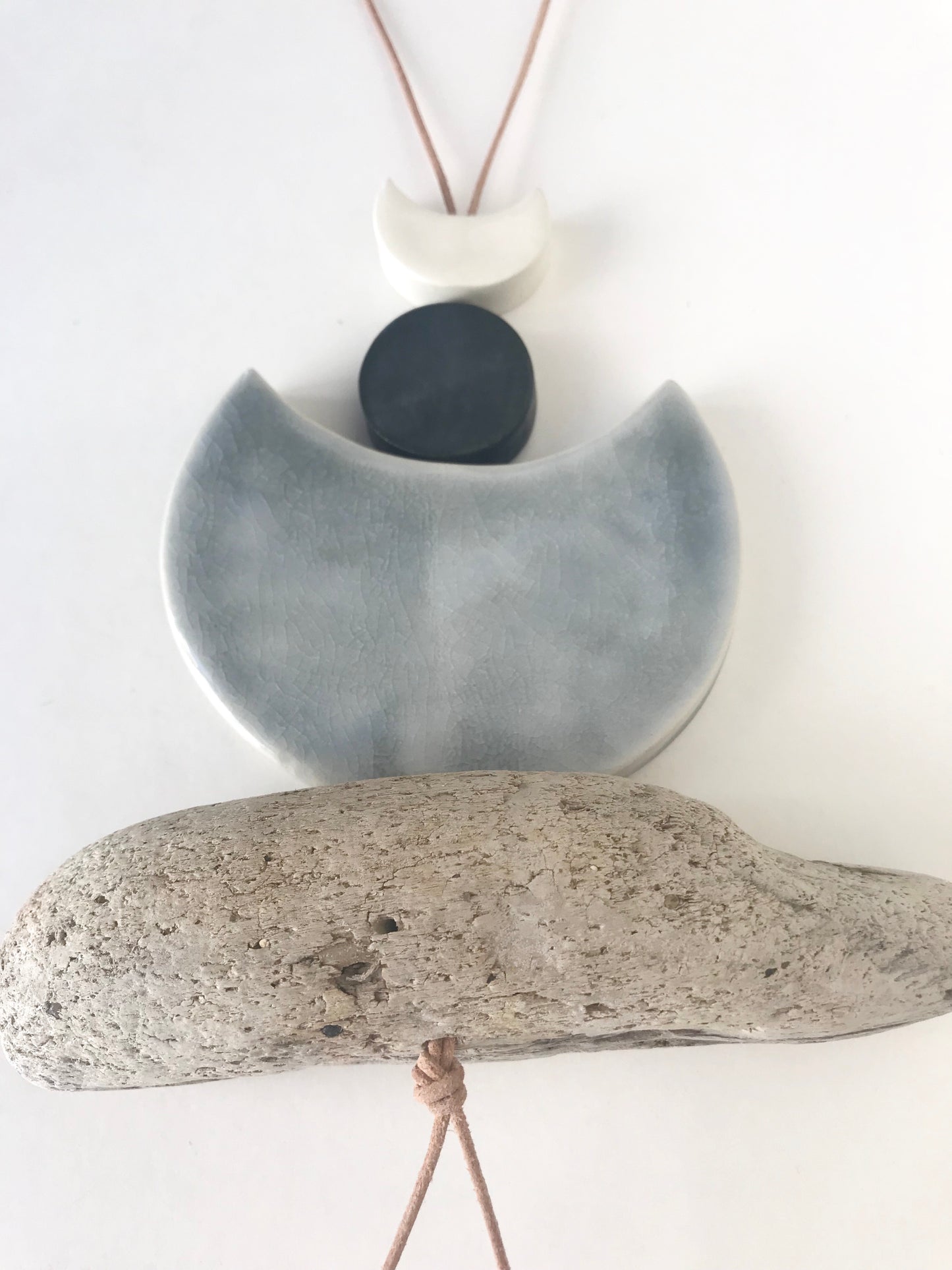 sold - ‘faithful moon’ one of a kind silver sea crackle moon hanging