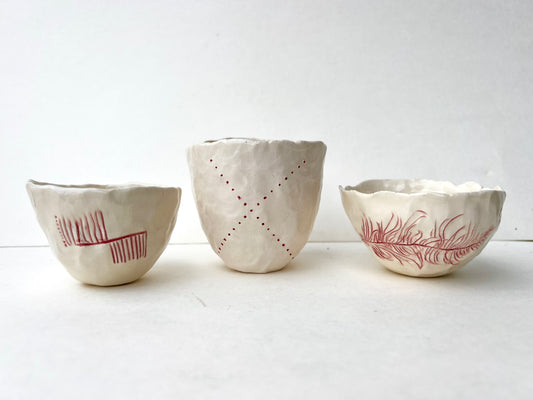 geometric sgraffito cup/bowl samples/seconds/sale piece