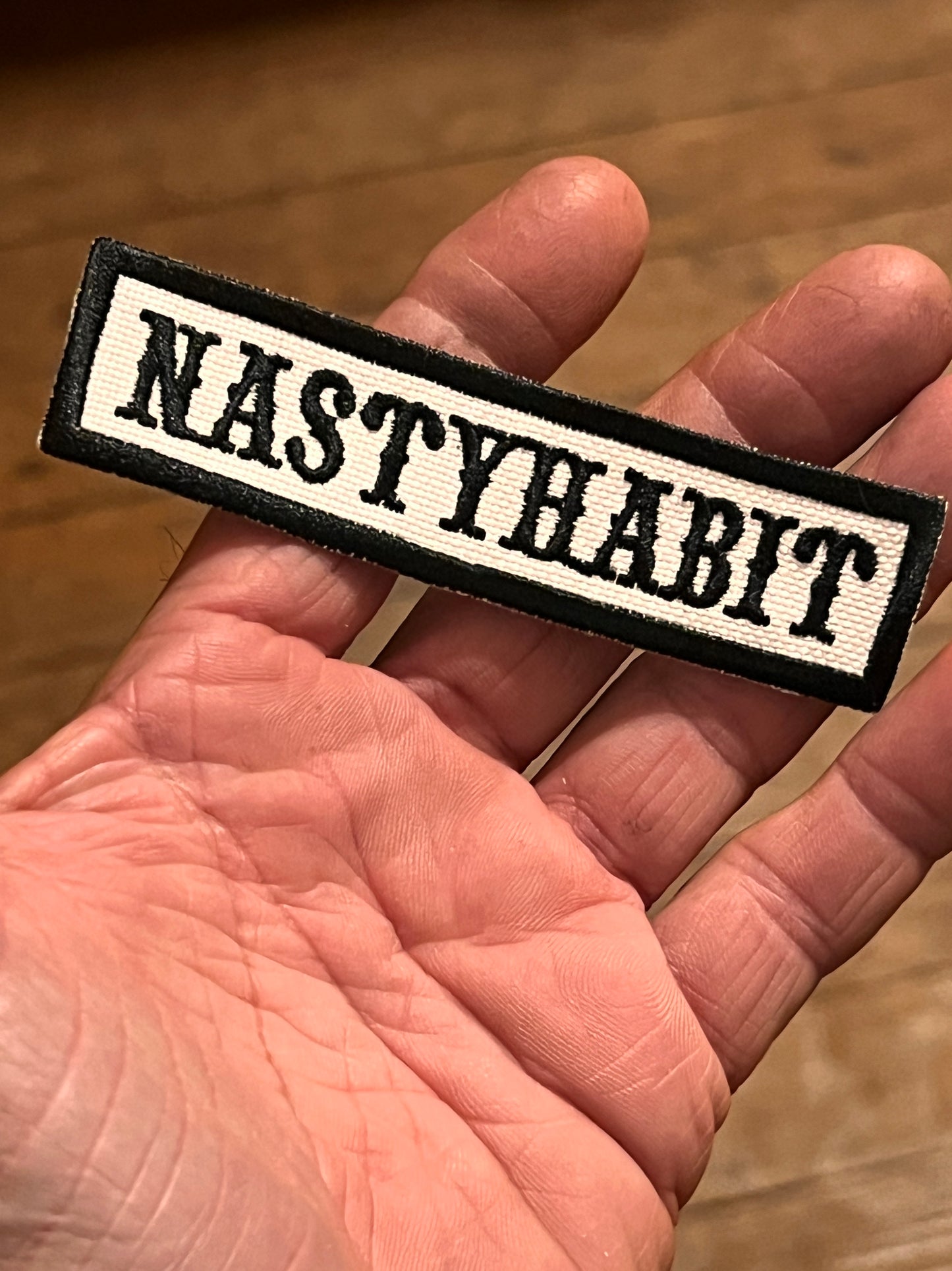 “NASTYHABIT” sew on embroidered patch