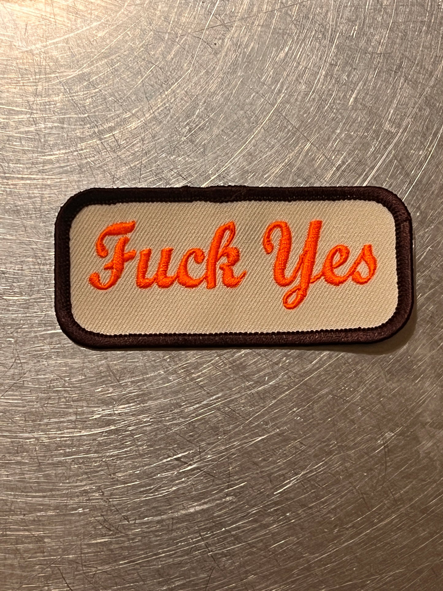 ‘Fuck Yes’ neon orange embroidered patch