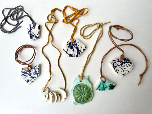 cobalt splatter jewelry on heather grey leather samples/seconds/sale piece