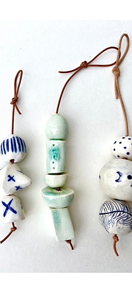 celadon crackle 5 bisque bead piece - samples/seconds/sale