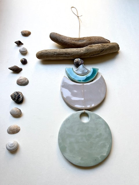 one of a kind 'go to the sea' large moon series wall hanging