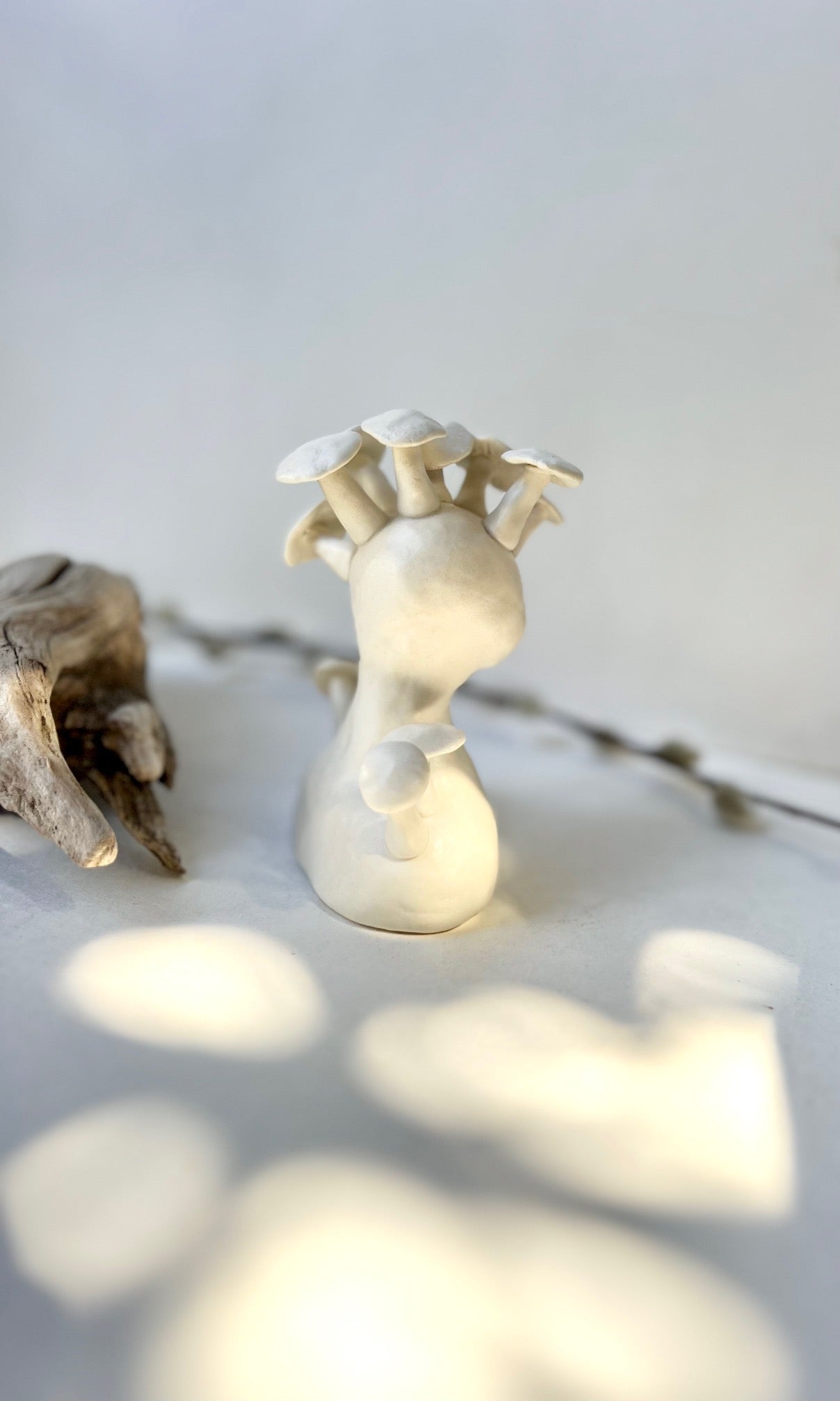 one of a kind ceramic statuette sculpture; mushroom mantel piece