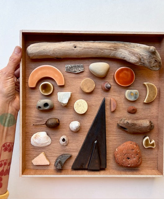 zen knolling meditation box; diamonds & rust sculpture collection