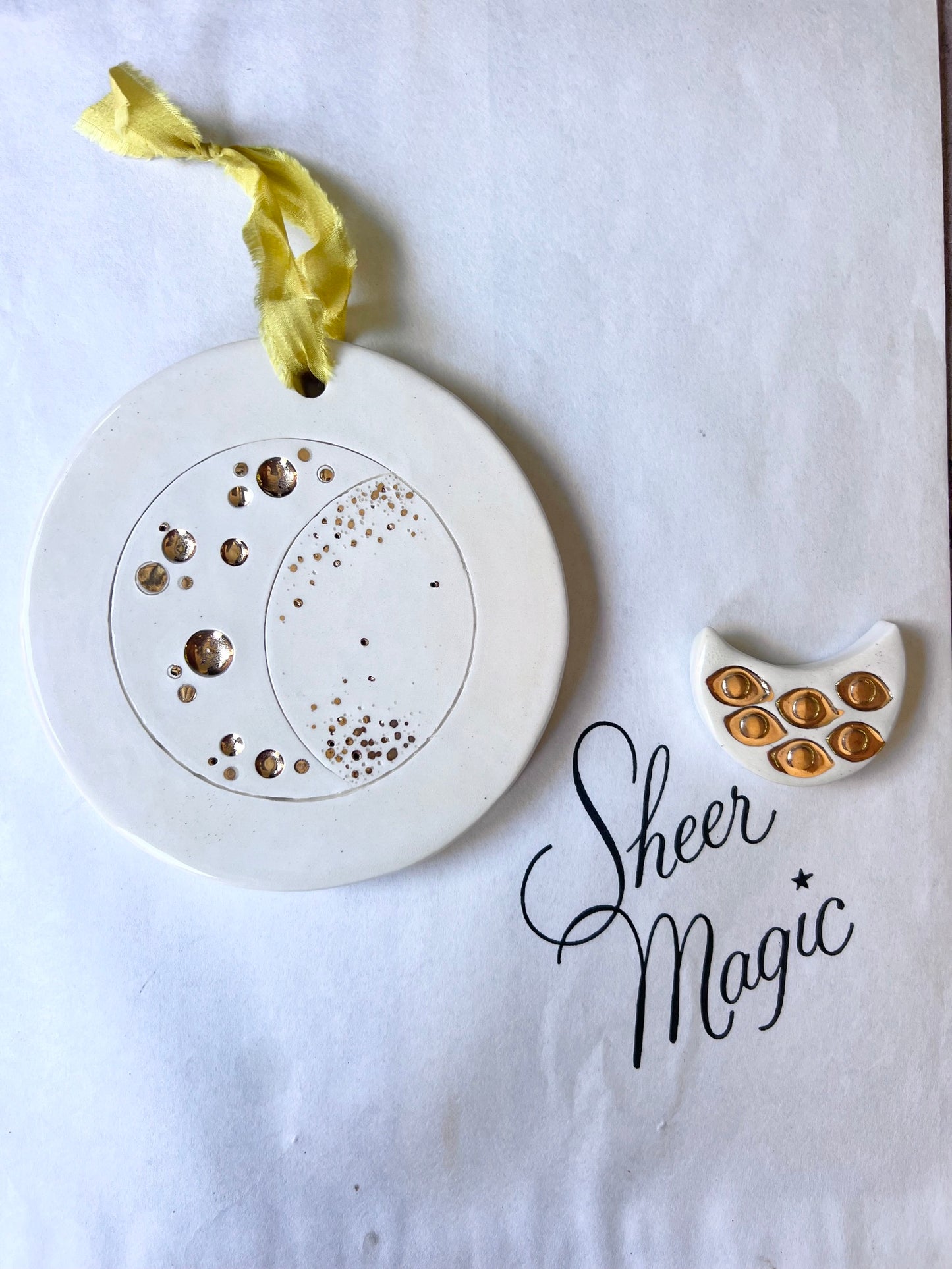 'sheer magic moon' one of a kind wall hanging plaque