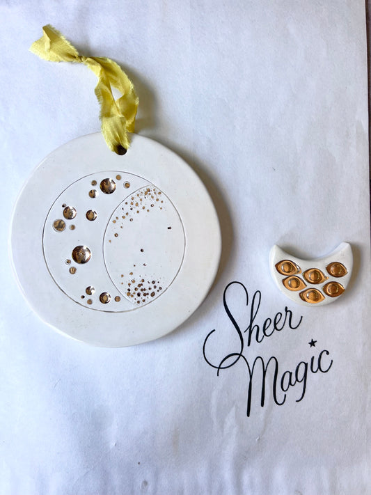 'sheer magic moon' one of a kind wall hanging plaque