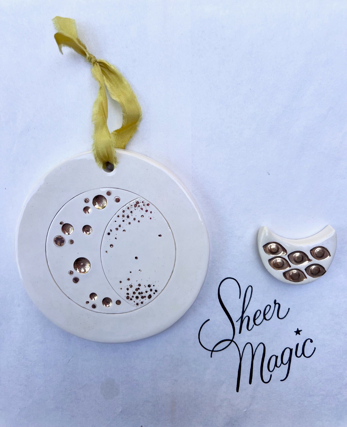'sheer magic moon' one of a kind wall hanging plaque