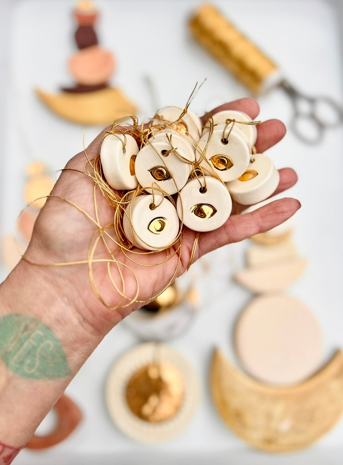 'talisman' gold lustre necklace &/or wall hanging piece