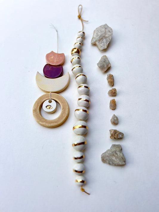 one of a kind 'graduating circles' talisman moon wall hanging