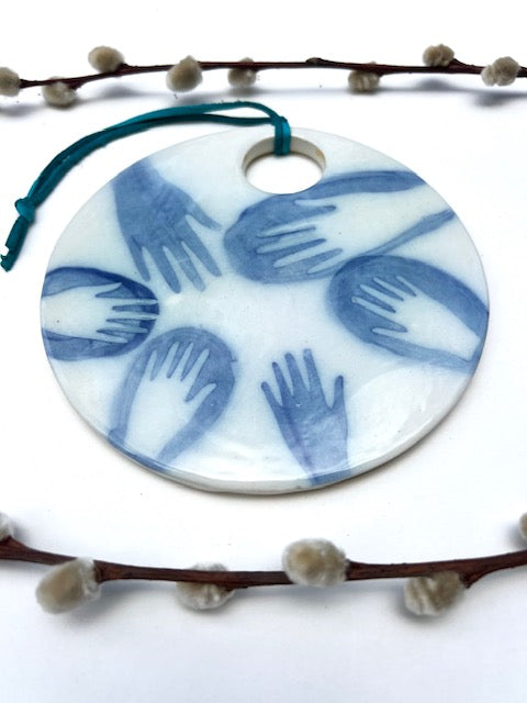 off set reverse cobalt blue hanging plaque - samples/seconds/sale piece