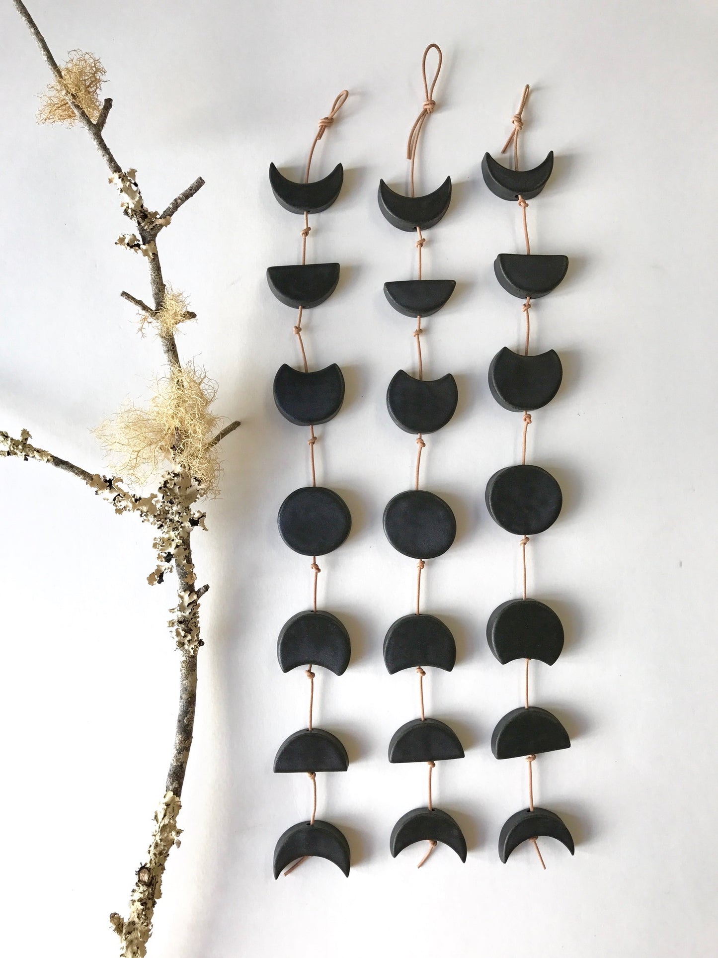 you are my moon; burnished steel ceramic moon phases vertical wall hanging