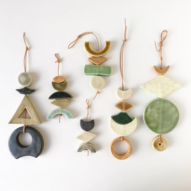 sold one of a kind, desert rising ceramic hanging